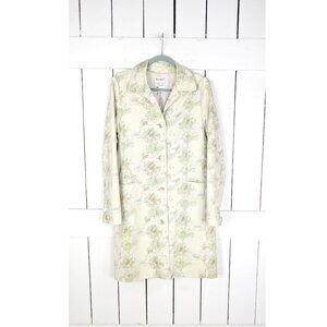 Vintage 90s green floral long cotton fitted jacket